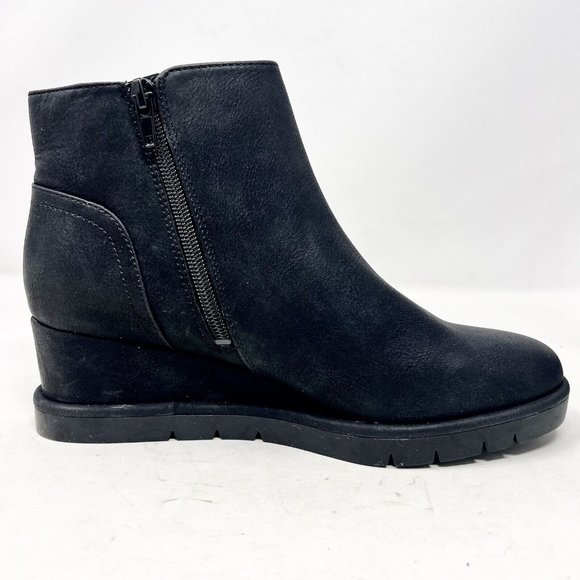 Lifestride Swift Womens‎ Black Wedge Boots Zip Closure Faux Leather Size 6.5 - Picture 4 of 10